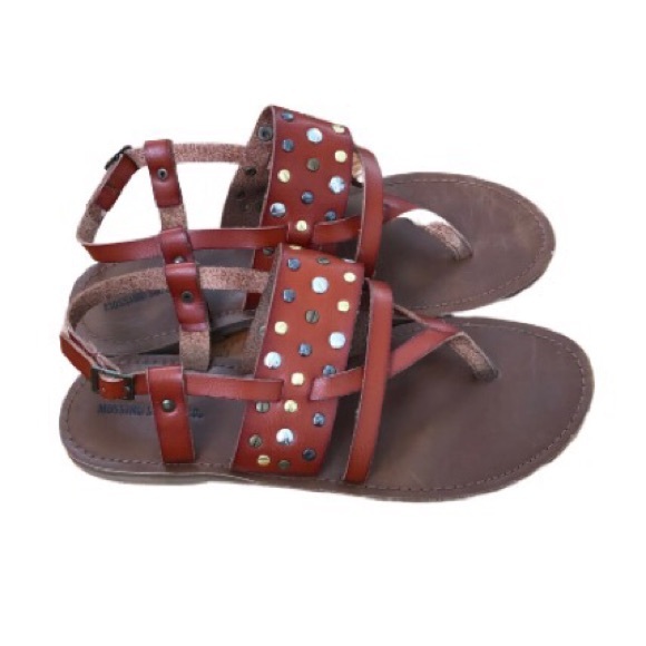 Mossimo Congac Brown Leather Studded Sandals - Picture 2 of 2